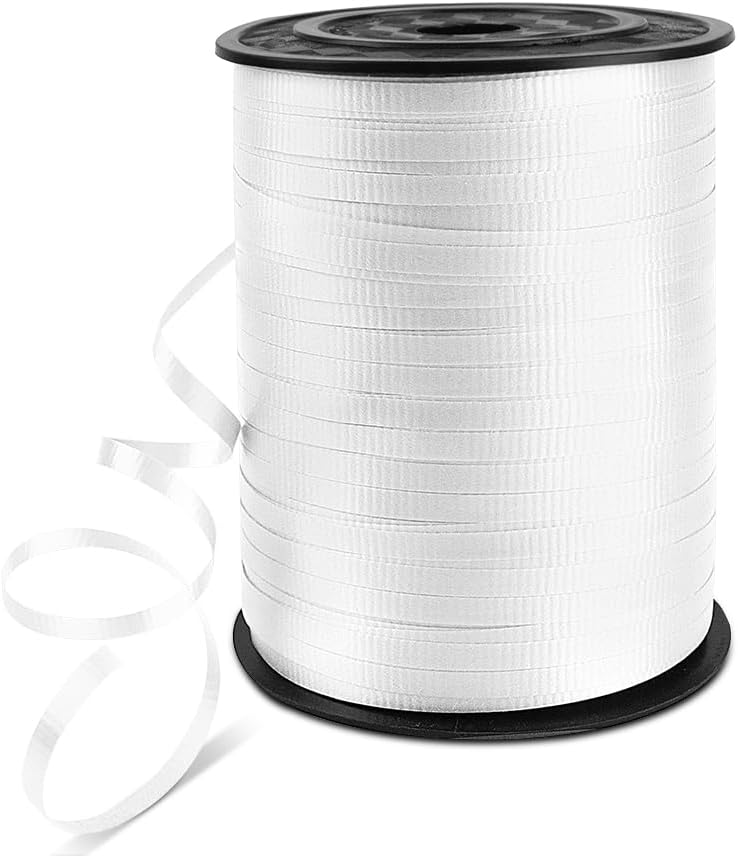 HimBen 500 Yards Curling Ribbon for Gift Wrapping, 3/16" Balloon String for Christmas Valentine Birthday Wedding Party Festival Decoration, Crafts, Flower Bouquet(Crimped White) - Image 1